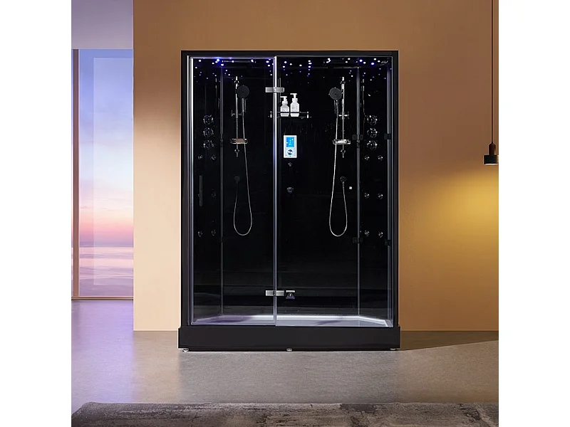 Cabine douche hammam 2 places XDUAL 160 BLACK Archipel® - 160x90 cm
