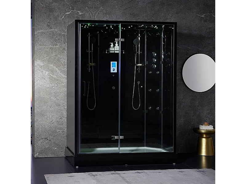 Cabine douche hammam 2 places XDUAL 160 BLACK Archipel® - 160x90 cm