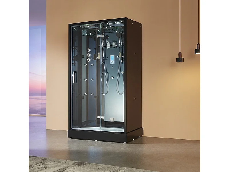 Cabine douche hammam 2 places XDUAL 120 MIROIR BLUE Archipel® - 120x80 cm