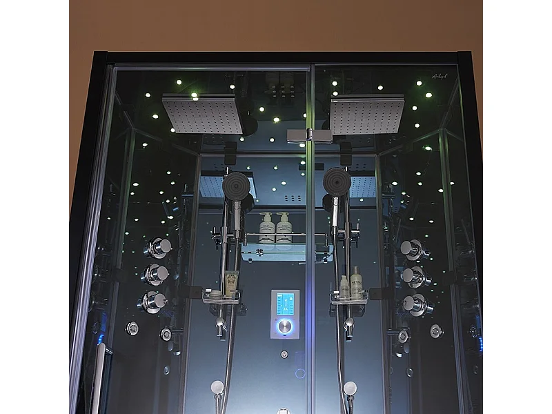 Cabine douche hammam 2 places XDUAL 120 MIROIR BLUE Archipel® - 120x80 cm