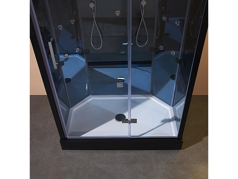 Cabine douche hammam 2 places XDUAL 120 MIROIR BLUE Archipel® - 120x80 cm