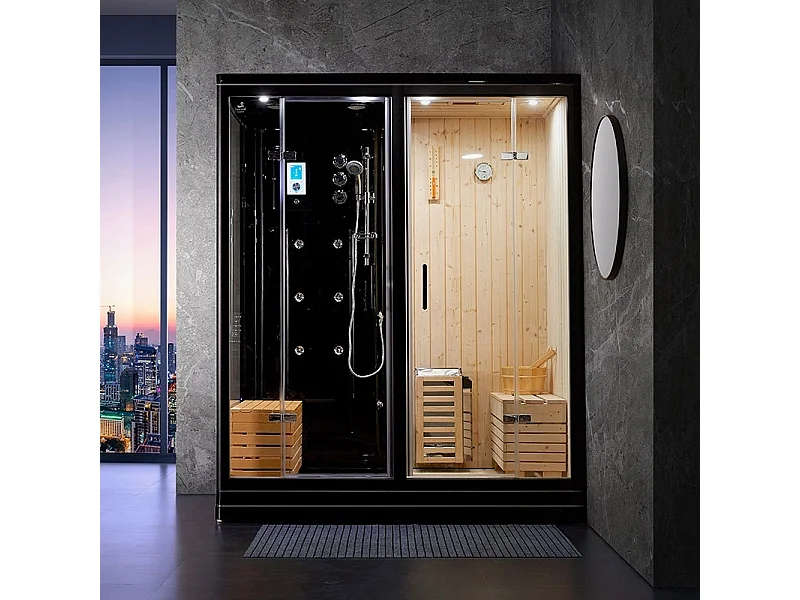 Combi Sauna Douche Hammam Boreal® SH180-D Black droite