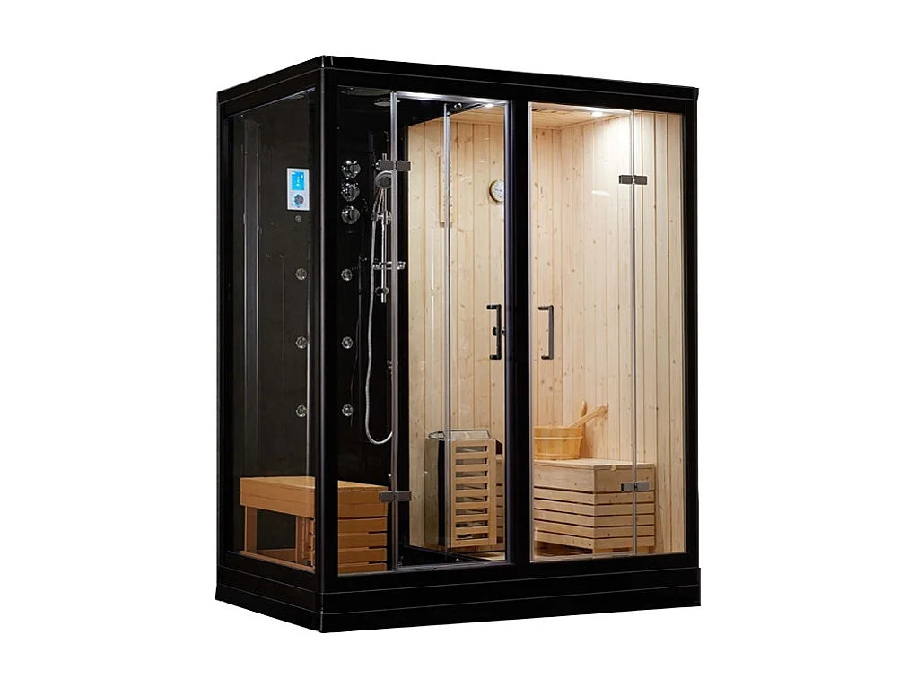 Combi Sauna Douche Hammam Boreal® SH180-D Black droite