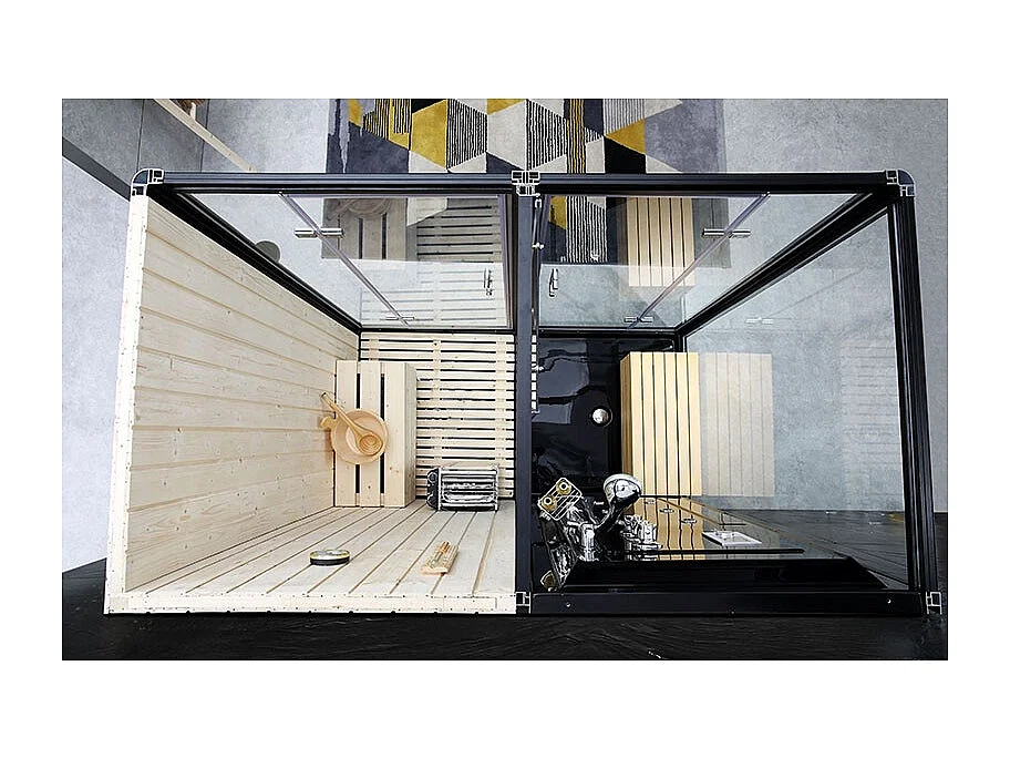 Combi Sauna Douche Hammam Boreal® SH180-D Black droite