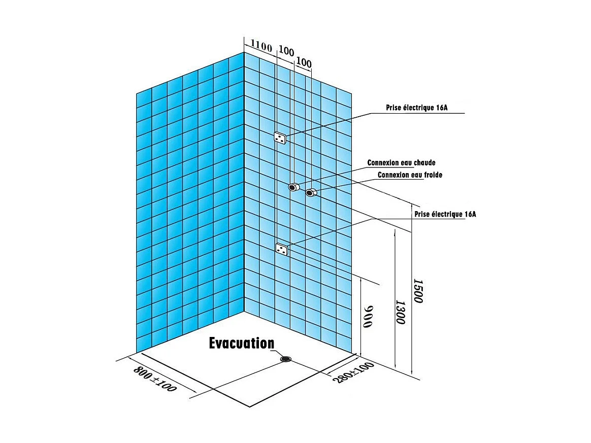 Combi Sauna Douche Hammam Boreal® SH180-D Black droite