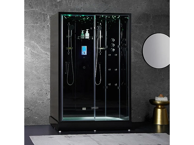 Cabine douche hammam 2 places XDUAL 140 BLACK Archipel® - 140x90 cm
