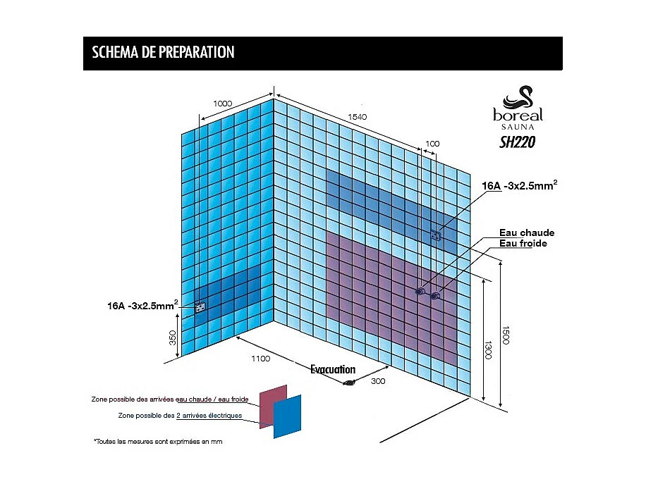Combi Sauna Douche Hammam Boreal® SH220-G-Black Edition - gauche