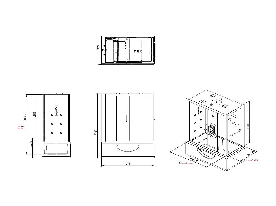 Combi Balneo douche Hammam Archipel® CBH BLACK Gauche