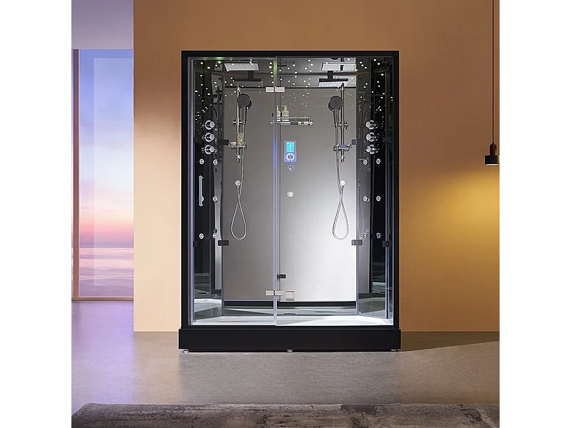 Cabine douche hammam 2 places XDUAL 160 MIRROR Archipel® - 160x90 cm