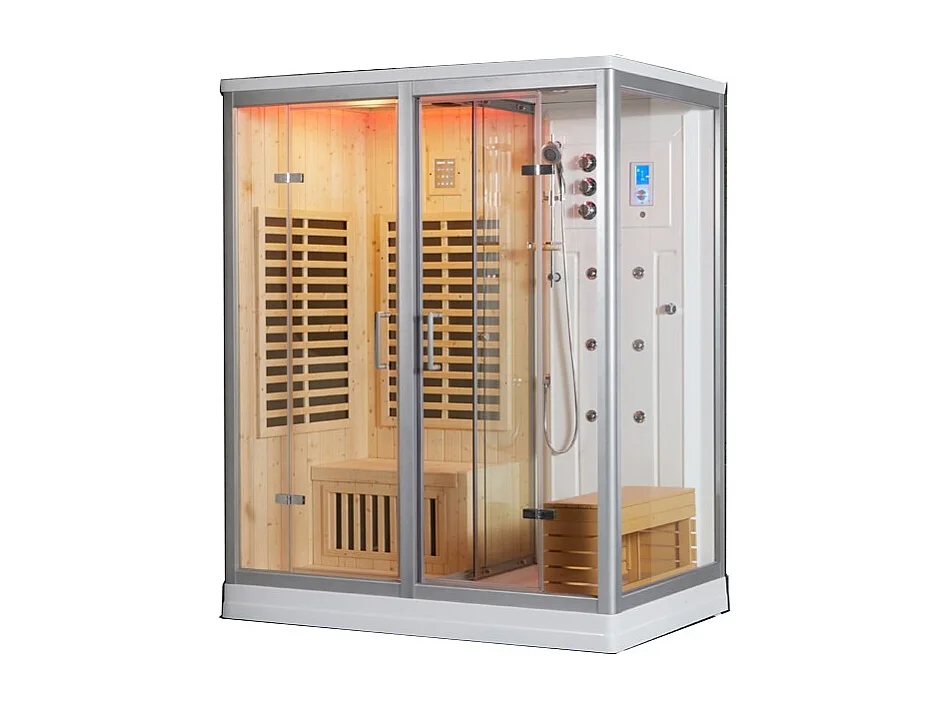 Combi Sauna Infrarouge Douche Hammam Boreal® IR-H 180G - Gauche