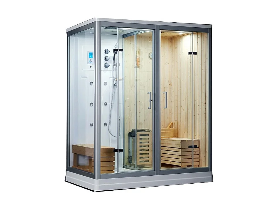 Combi Sauna Douche Hammam Boreal® SH180-D Blanc Gauche