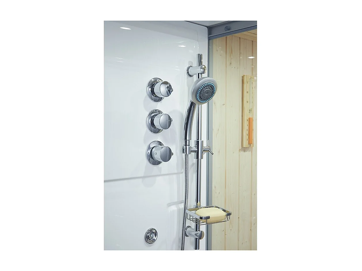 Combi Sauna Douche Hammam Boreal® SH180-D Blanc Gauche