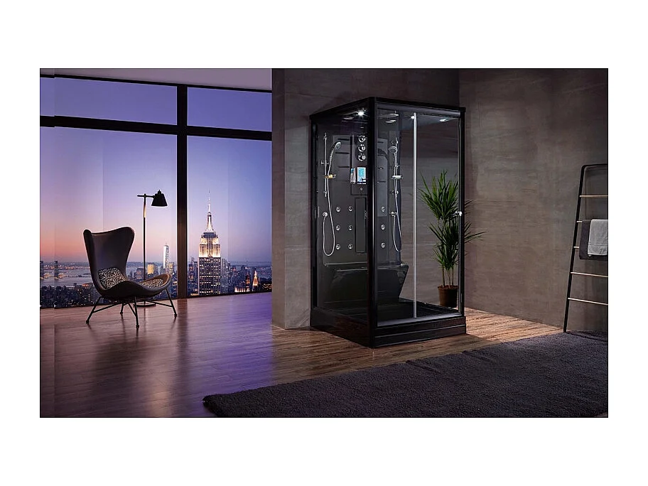 Cabine douche hammam Boreal® H-DUO Black Edition 90*115*220H
