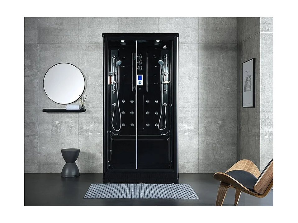 Cabine douche hammam Boreal® H-DUO Black Edition 90*115*220H
