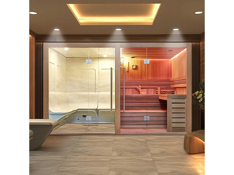 Combiné Sauna Hammam Boreal® Sublimation en Cèdre Rouge - 8 places - 340*175*210