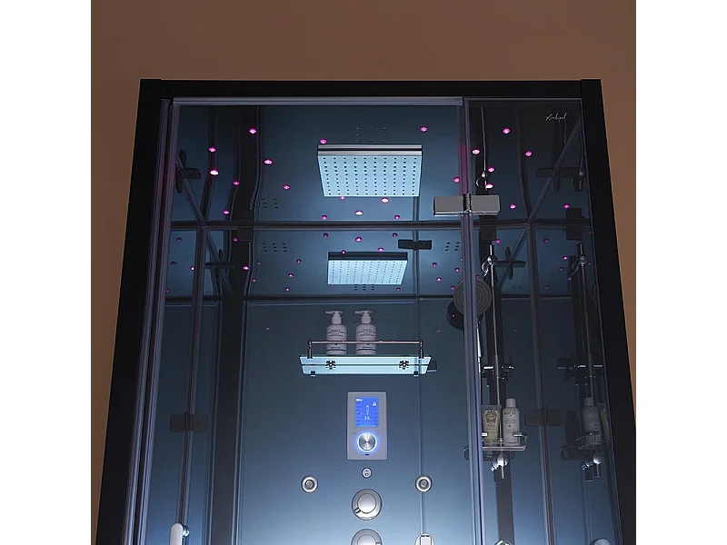 Cabine douche hammam 1 place X-ONE MIROIR BLEU Archipel® - 100x90 cm