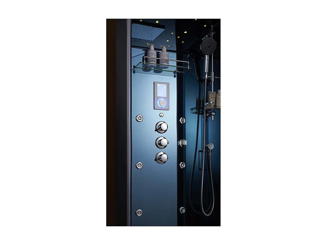 Cabine douche hammam 1 place X-ONE MIROIR BLEU Archipel® - 100x90 cm