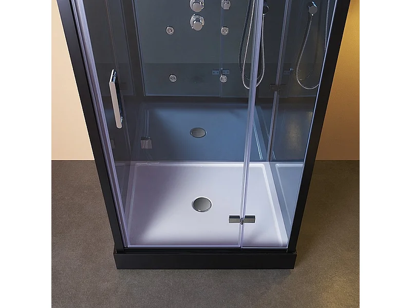 Cabine douche hammam 1 place X-ONE MIROIR BLEU Archipel® - 100x90 cm