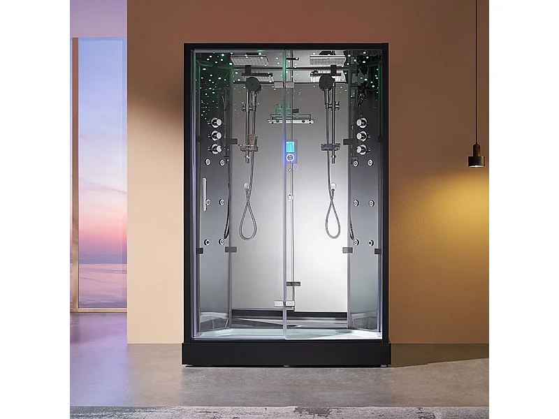 Cabine douche hammam 2 places XDUAL 140 MIRROR Archipel® - 140x90 cm