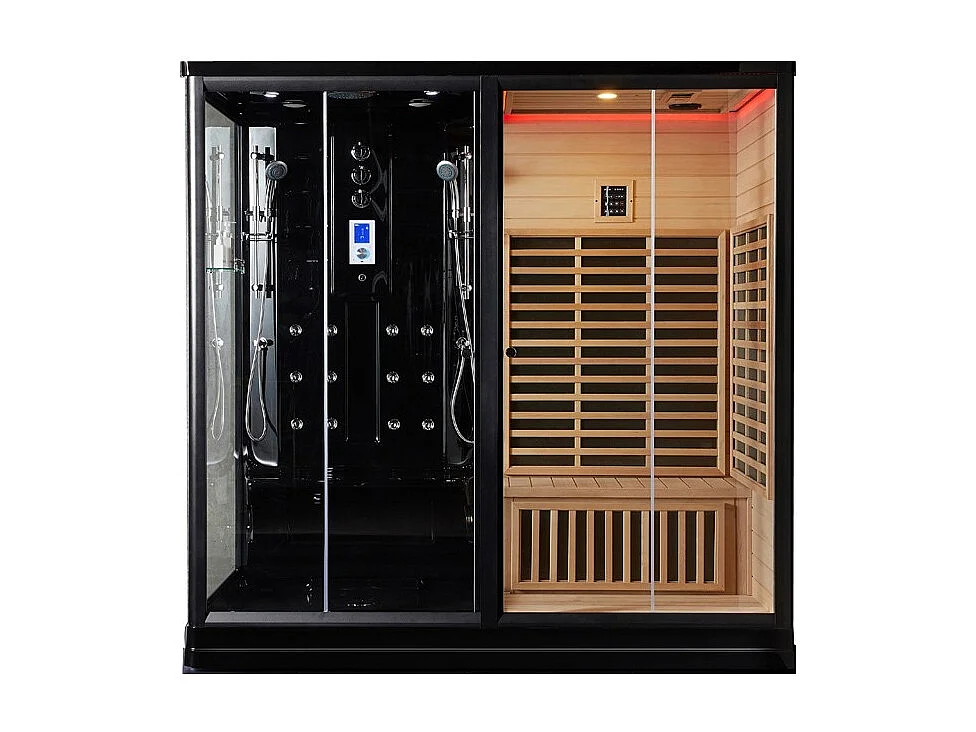 Combi Sauna Infrarouge Douche Hammam Boreal® IR-H-220G BLACK - gauche