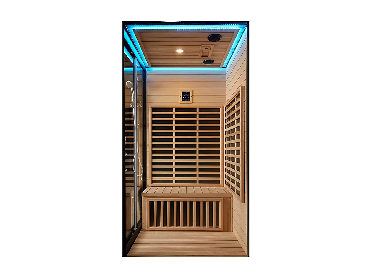 Combi Sauna Infrarouge Douche Hammam Boreal® IR-H-220G BLACK - gauche