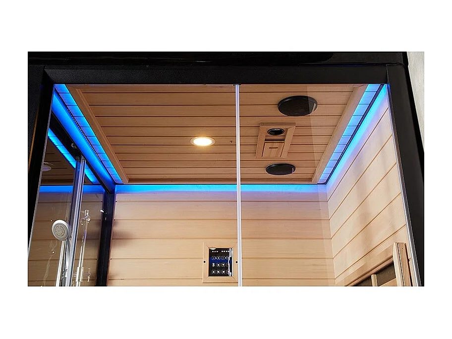 Combi Sauna Infrarouge Douche Hammam Boreal® IR-H-220G BLACK - gauche