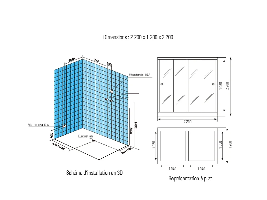 Combi Sauna Infrarouge Douche Hammam Boreal® IR-H-220G BLACK - gauche