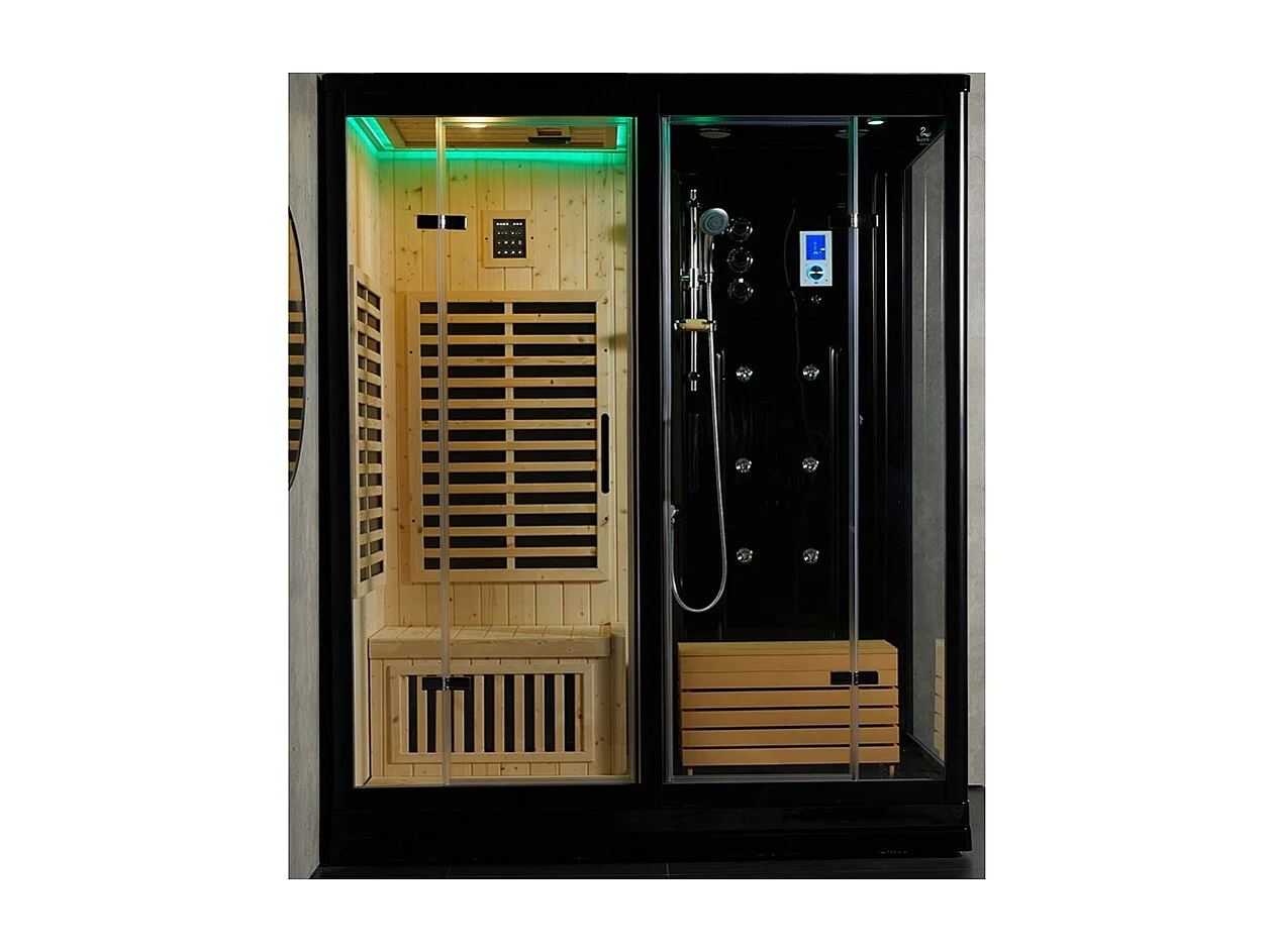 Combi Sauna Douche Hammam Boreal® SH180-D Black droite