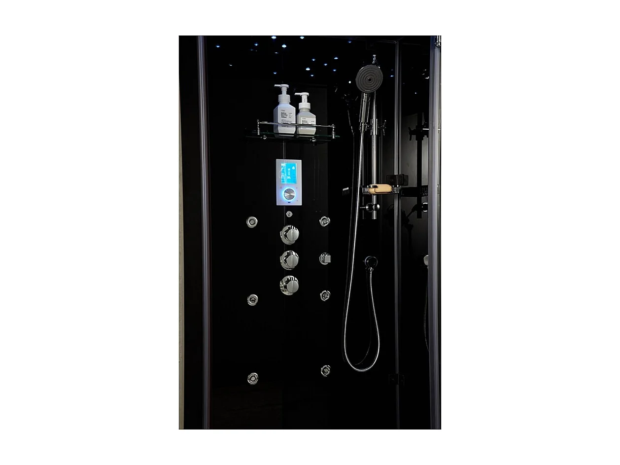 Cabine douche hammam X-ONE 100 BLACK Archipel® - 100x90 cm