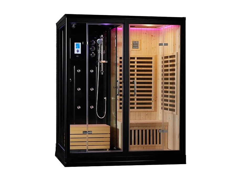 Combi Sauna Infrarouge Douche Hammam Boreal® IRH-180D - Droite