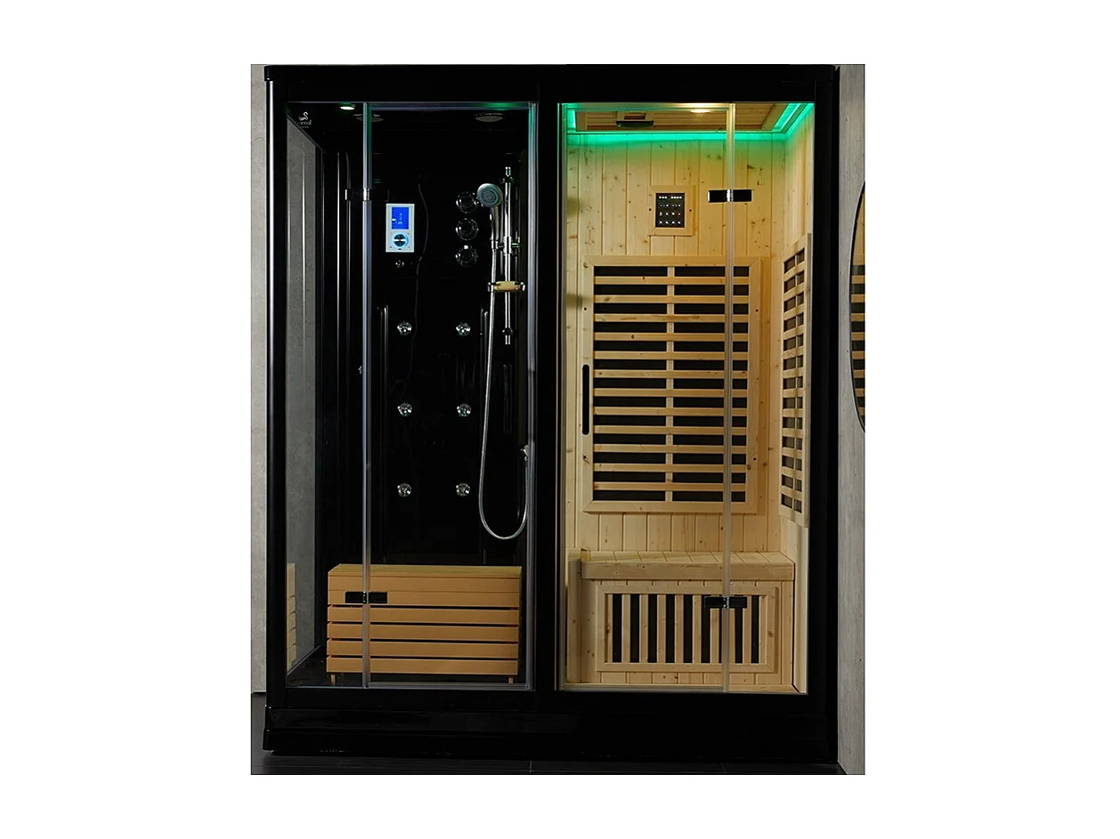 Combi Sauna Infrarouge Douche Hammam Boreal® IRH-180D - Droite