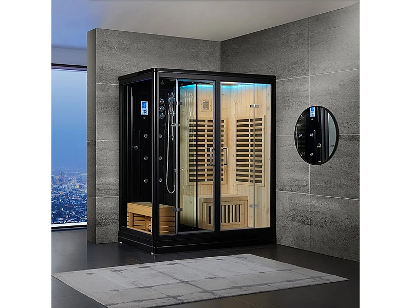 Combi Sauna Infrarouge Douche Hammam Boreal® IRH-180D - Droite