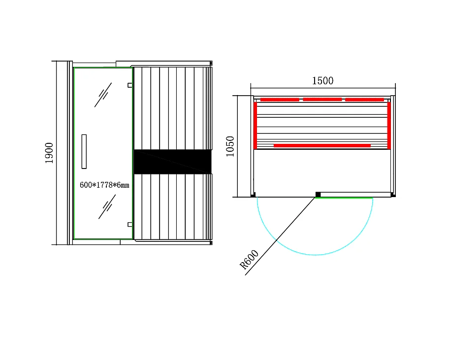 Sauna infrarouge BOREAL® CARBONE IR3 - 3 PLACES 150x120