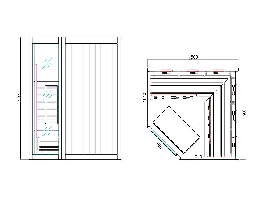 Sauna Infrarouge Boreal® 150C d'Angle à Spectre Complet