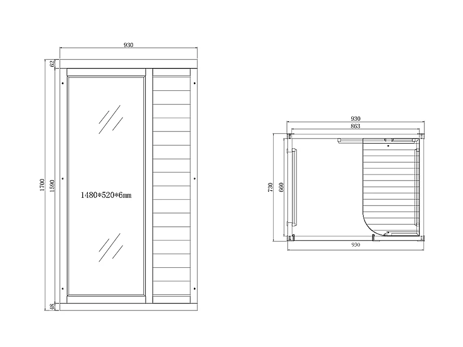 Sauna infrarouge BOREAL® NANO (1 PLACE) 93x73