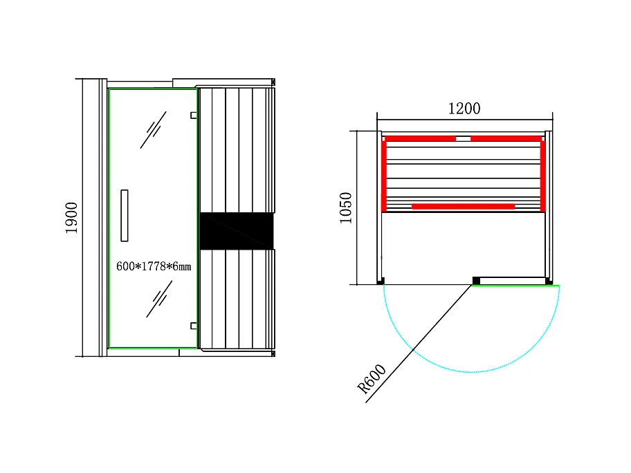 Sauna infrarouge BOREAL®CARBONE IR2 - 2 PLACES 120x100