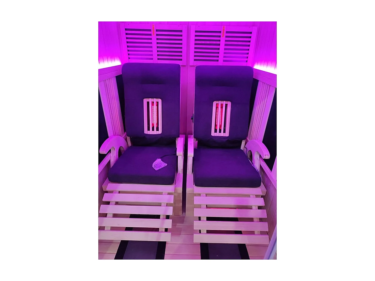 Sauna infrarouge Boreal® JAZZ DUO - 2 fauteuils inclinables à spectre complet 150x180 cm