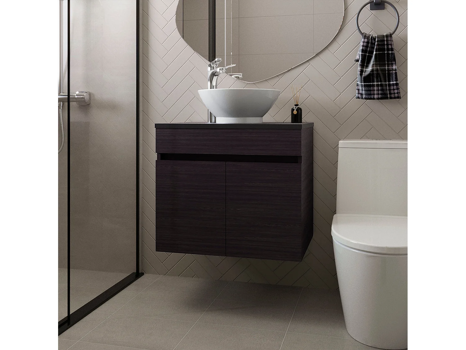 Meuble lavabo Manchester, wengué + wengué