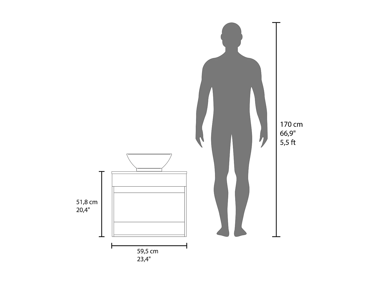 Meuble lavabo Manchester, wengué + wengué