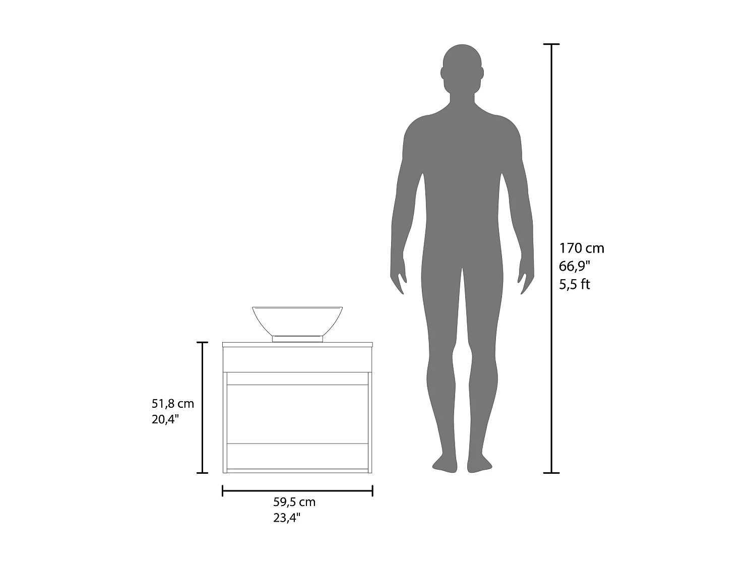 Meuble lavabo Manchester, wengué + wengué