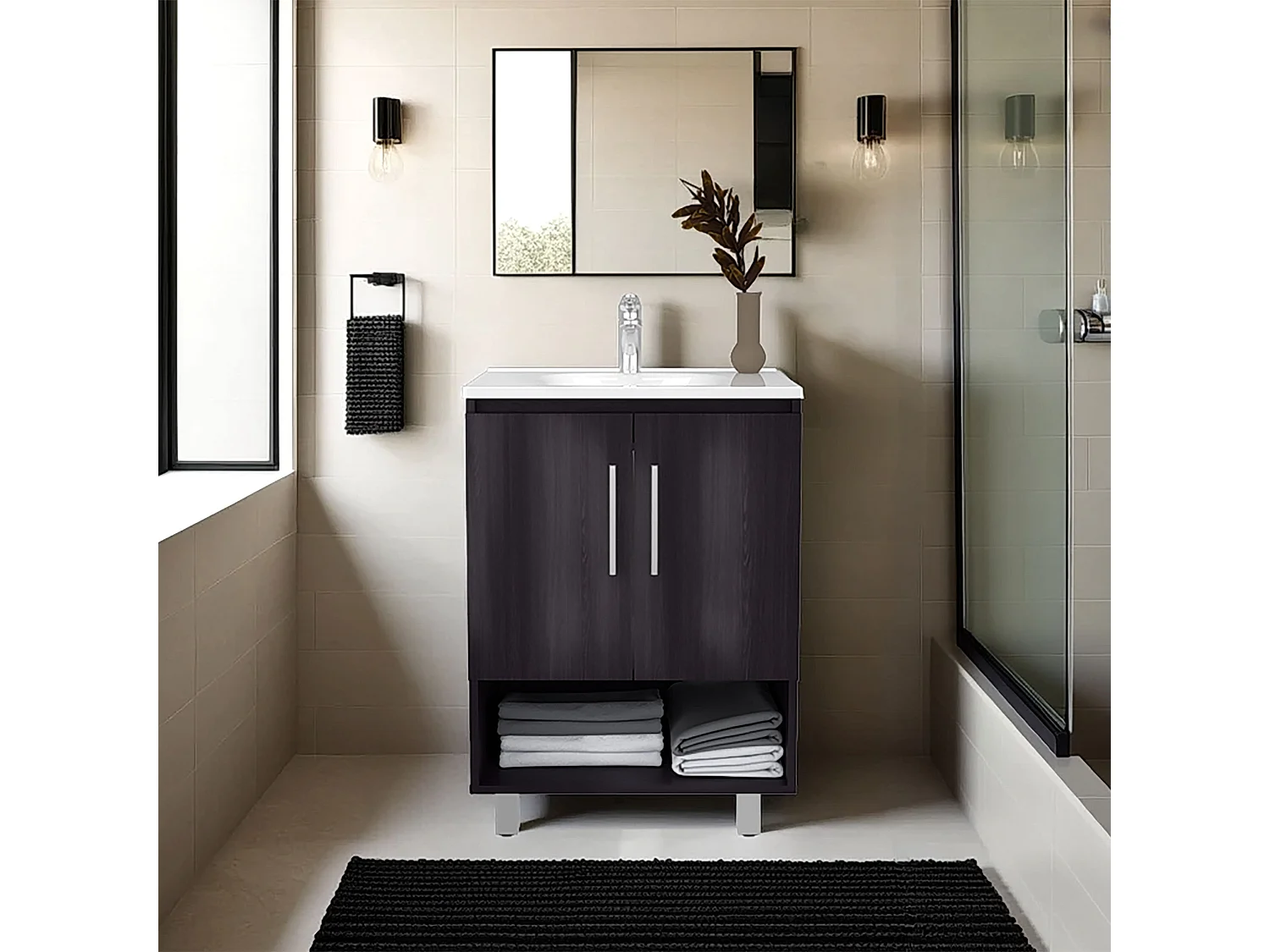 Meuble lavabo Conrad 60, wengué