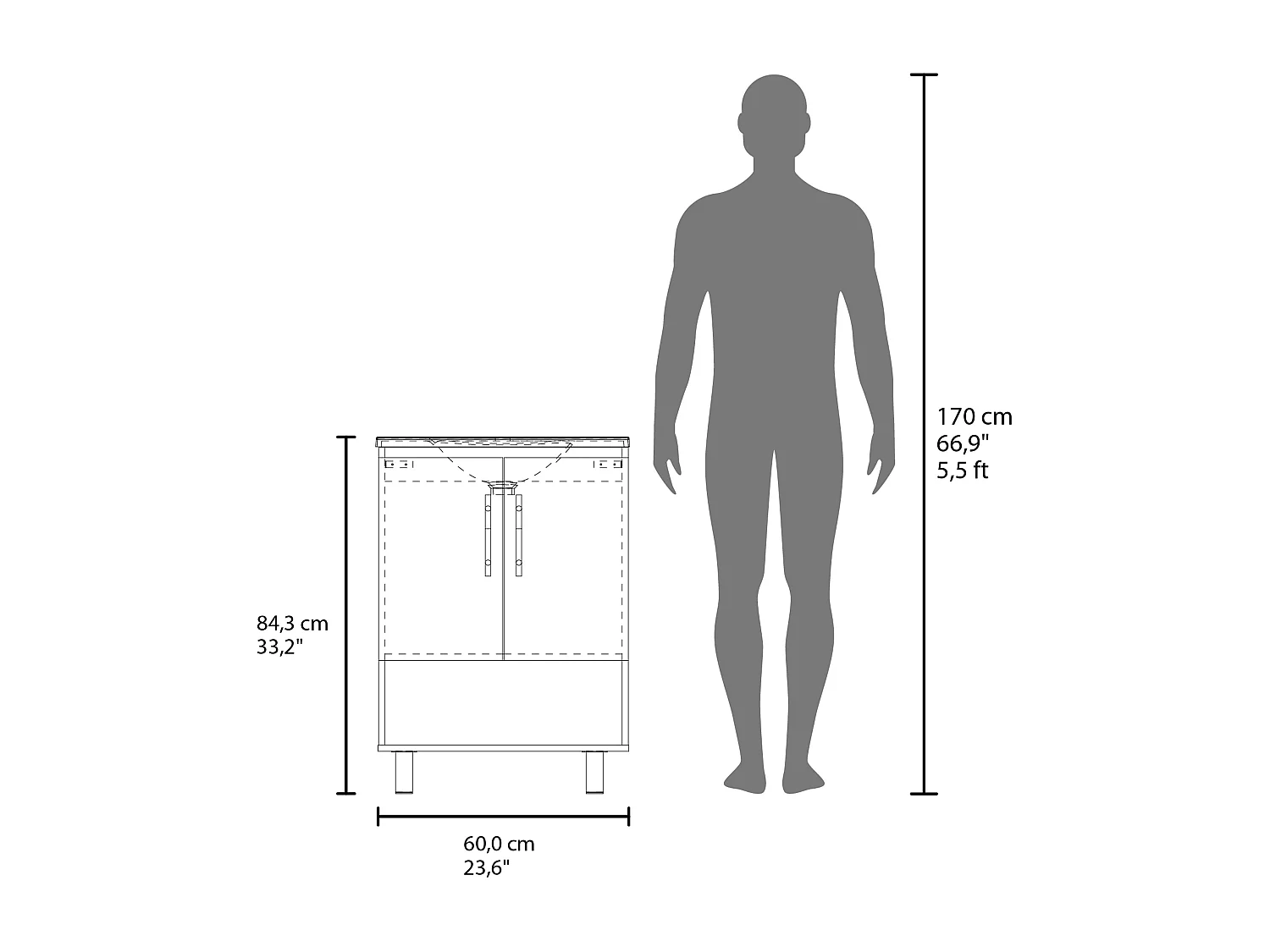 Meuble lavabo Conrad 60, wengué