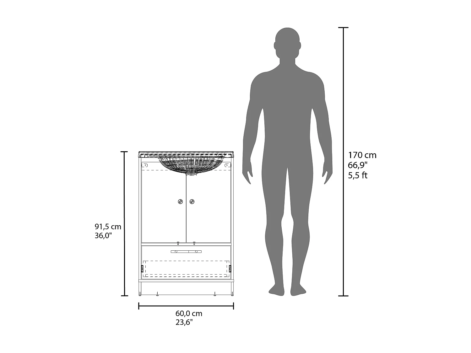Vanidad Madison 60, blanco MQZ