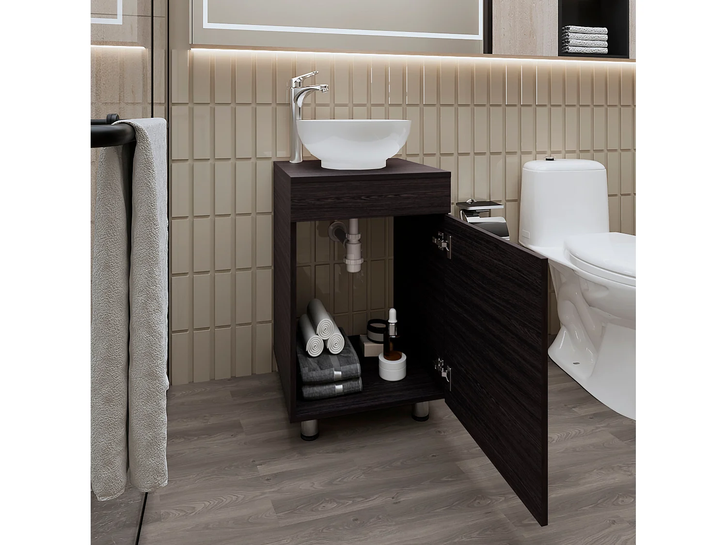 Meuble lavabo Tacna, wengué