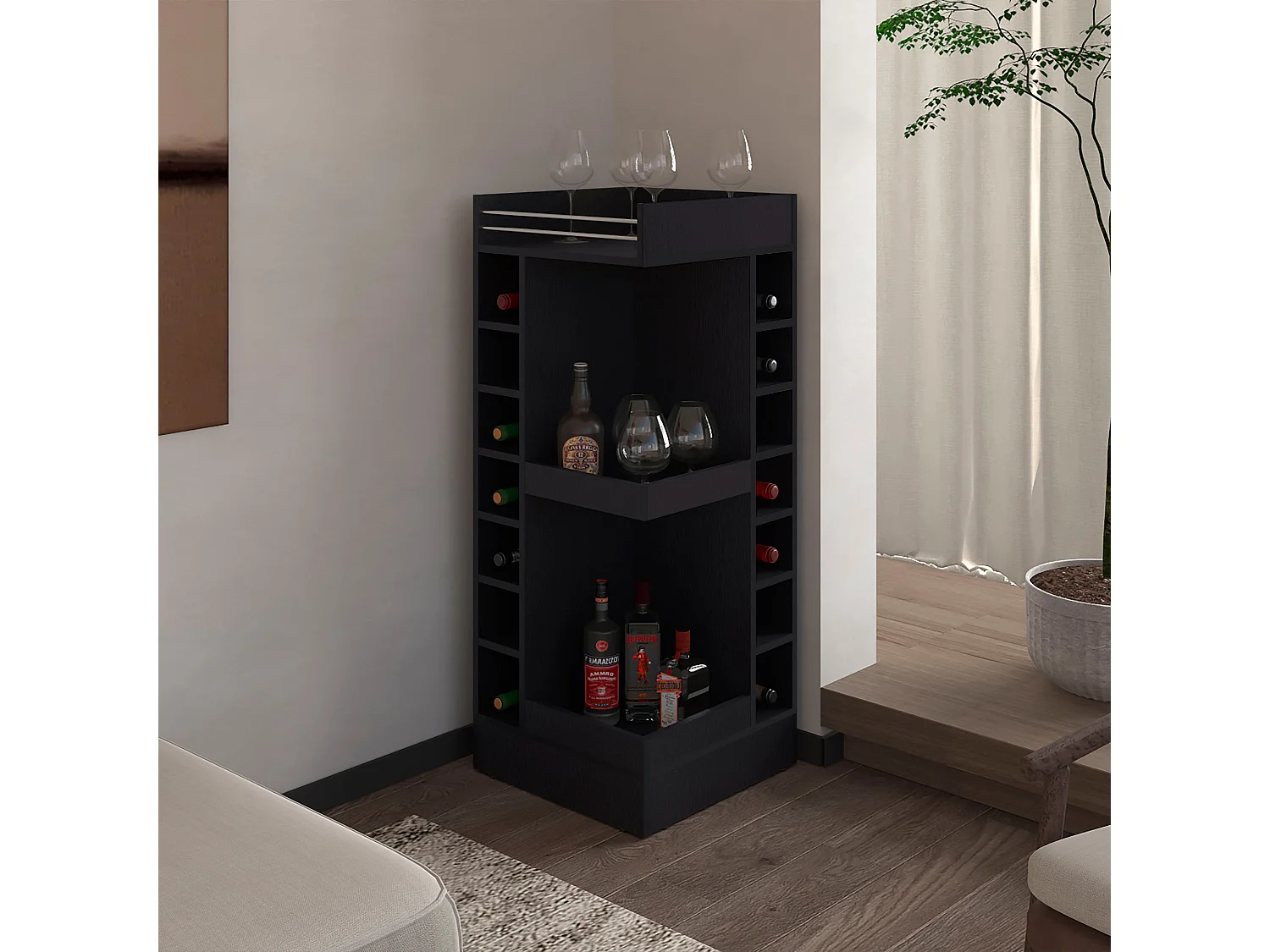 Gabinete de banheiro Brady 45 cm + espelho Bologna, wengué