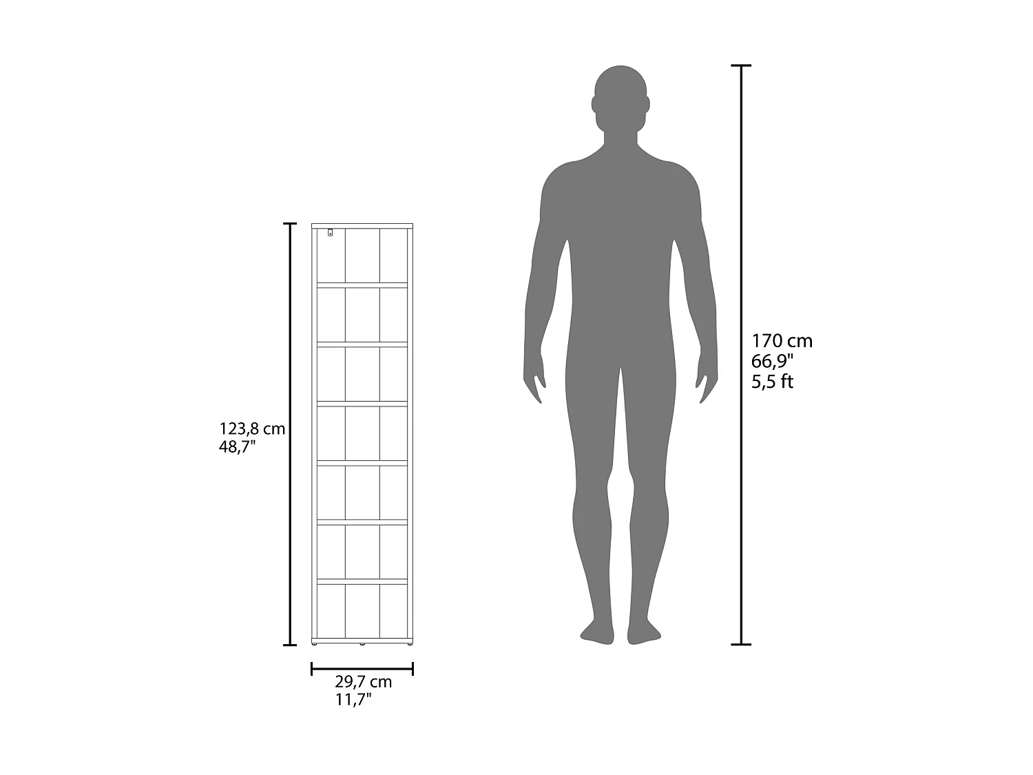 Sapateira Odesto Basic de 124 cm, cinzento