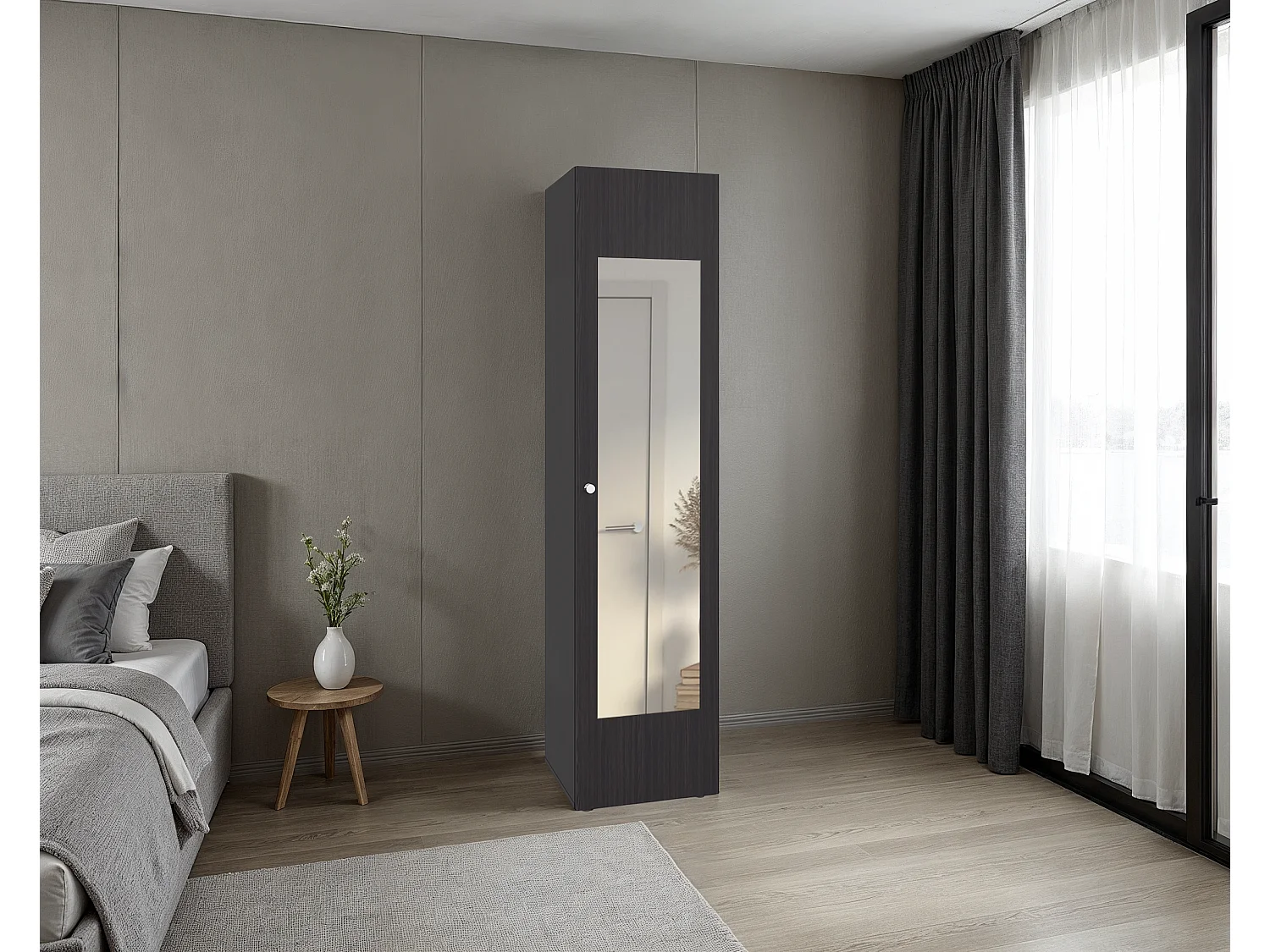 ARMÁRIO HOME DREAMS M5 - 1 PORTA COM ESPELHO (WENGE)