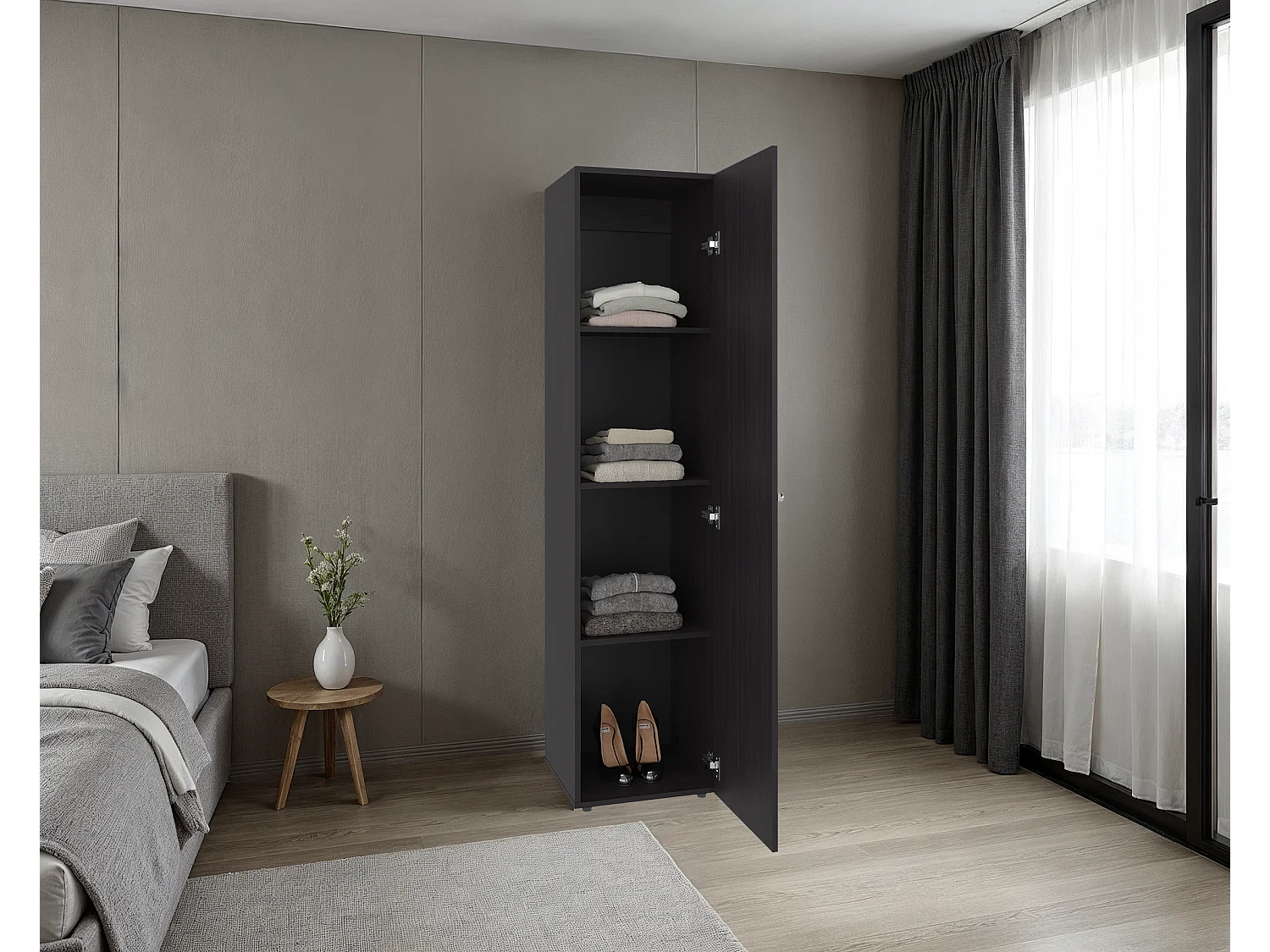 ARMÁRIO HOME DREAMS M5 - 1 PORTA COM ESPELHO (WENGE)