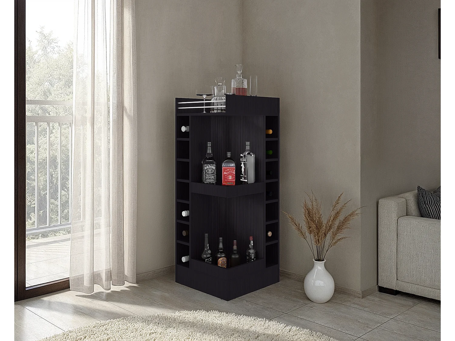 Meuble bar d'angle Lyman, wengué