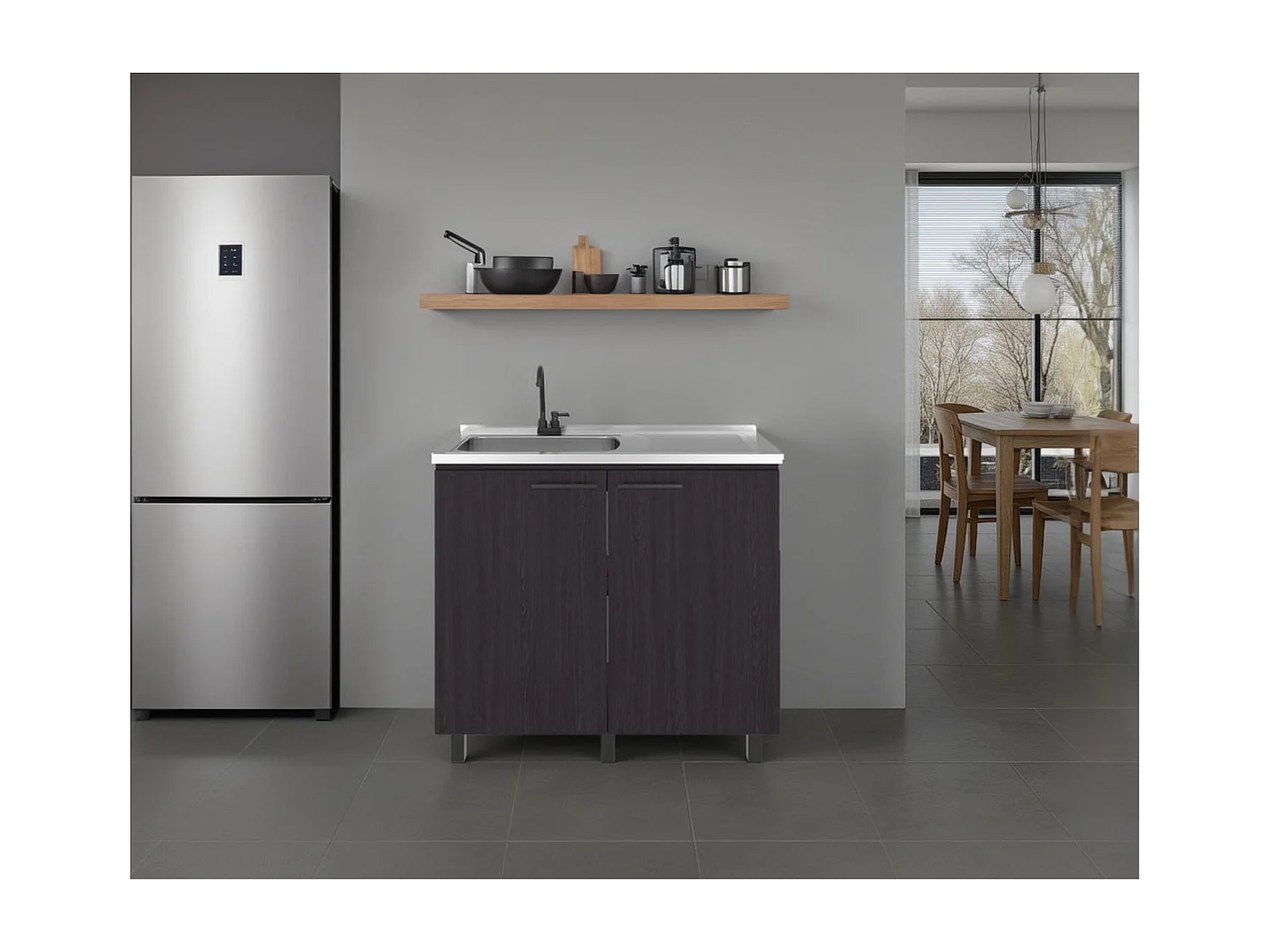 Mobile basso Napoles con lavandino, wengué